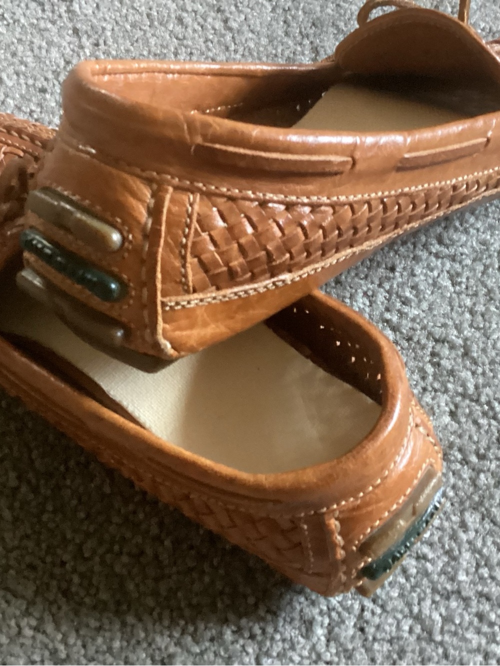 Cole Haan Tan Woven Leather Slip-On Loafers